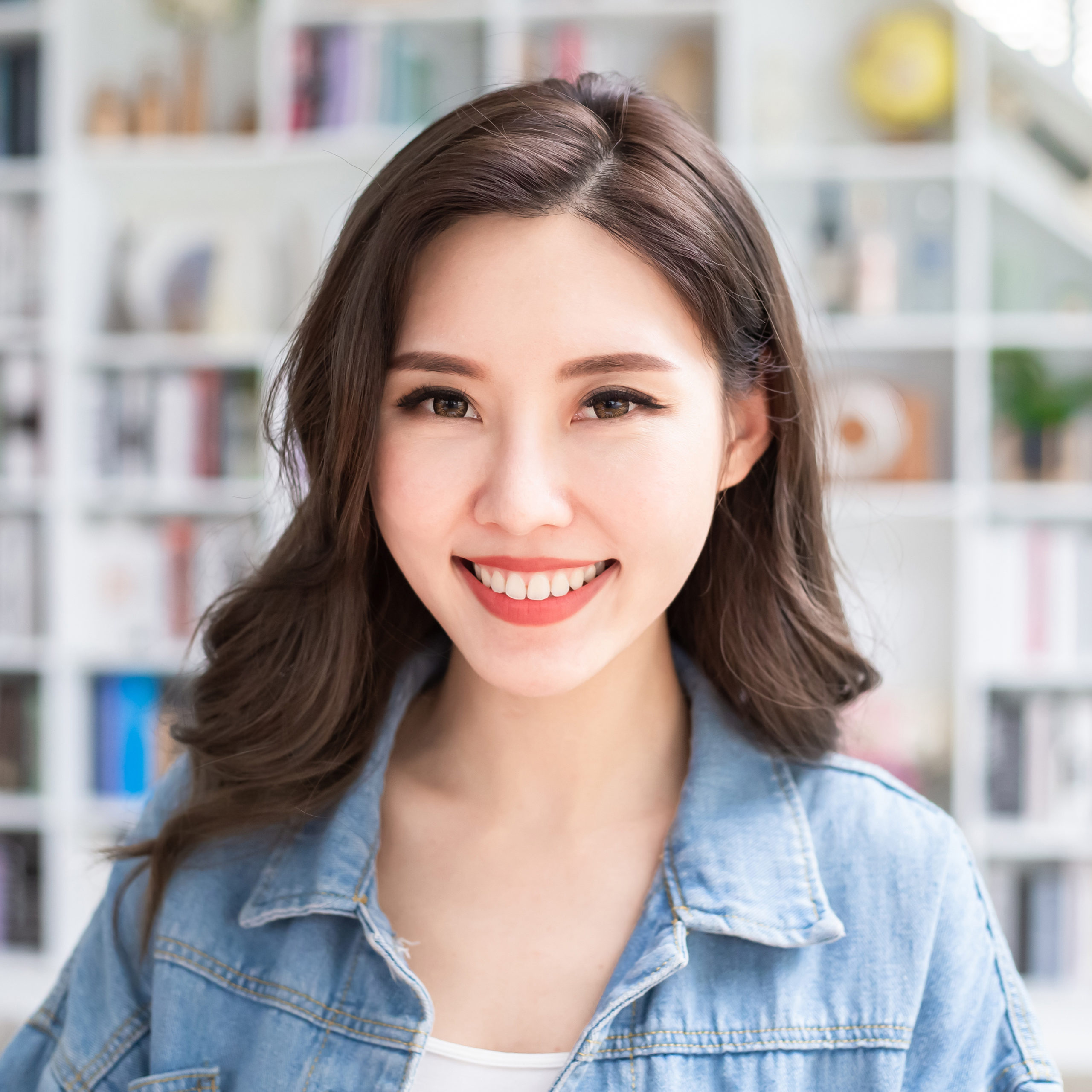 Asian allied health university student smile to you at home