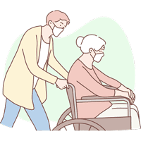 disability-therapy-assistant-support-worker-pushing-wheelchair-for-client